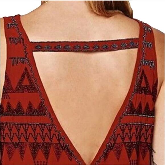 Free People Frances Bean XS Beaded Rust Dress - Picture 8 of 9